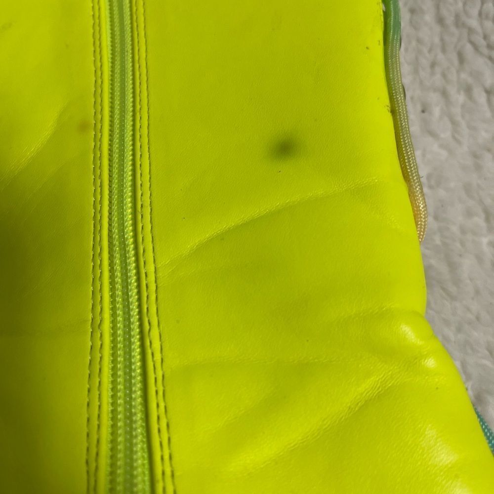 Rumbidra synthetic Neon green mid calf heel boots Colorful embellishments SZ11 - Picture 15 of 15